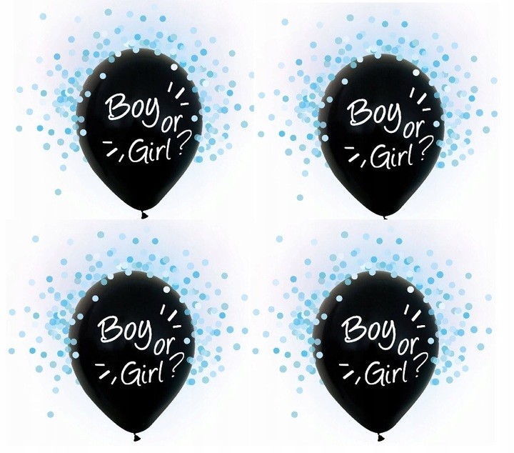Balony Boy or Girl niebieskie konfetti Baby Shower