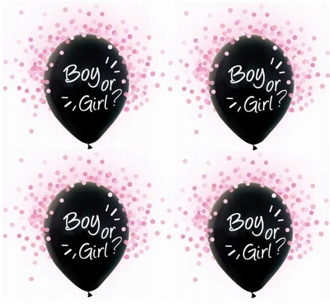 Balony Boy or Girl różowym konfetti Baby Shower