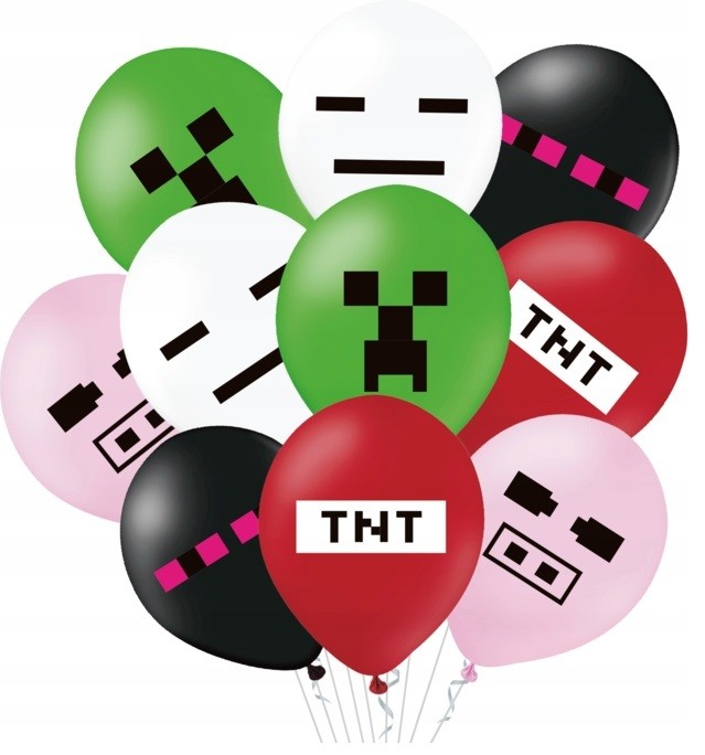 Balony gamingowe Piksele Minecraft TNT Mix 10 sztuk