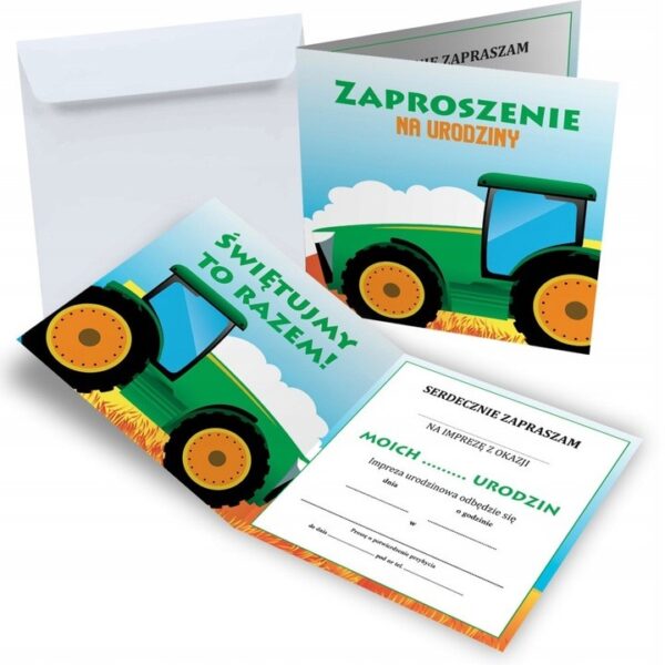 Zaproszenie urodzinowe Traktor Farma Wieś - 1 sztuka