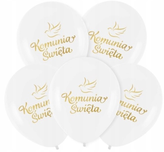 balony białe Komunia Święta