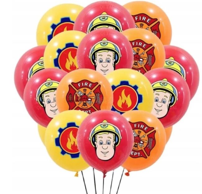 Balony lateksowe Strażak Straż Pożarna mix 12 sztuk Urodziny