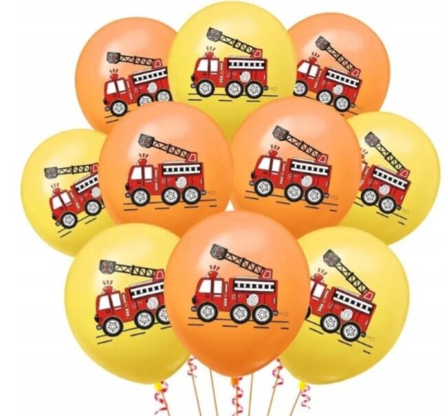 Balony lateksowe Straż Pożarna Wóz Strażacki 10 sztuk Urodziny