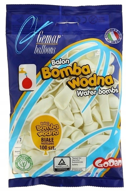 Balony bomby wodne białe 100 sztuk Śmigus Dyngus WLK-030