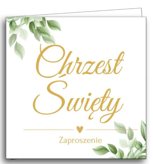Zaproszenie Chrzest Święty Eukaliptus 1 sztuka + koperta