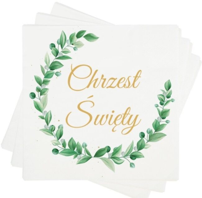 Serwetki białe Chrzest Święty 20 sztuk
