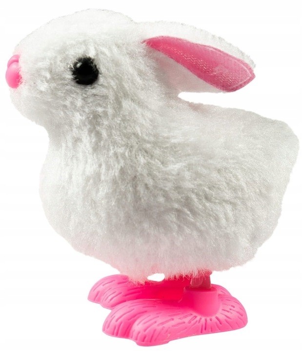 Nakręcany Zajączek Biały 10 cm Wielkanoc WLK-060