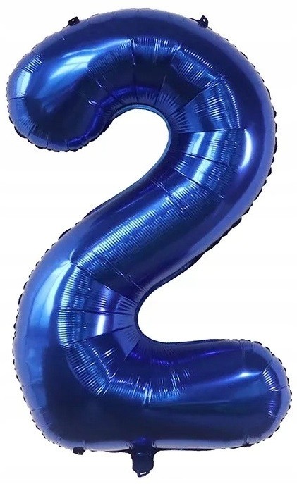 cyferka 2 balon niebieska granatowa