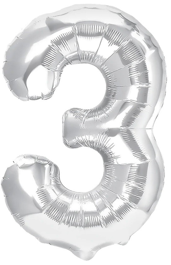 balon foliowy srebrna cyferka 3