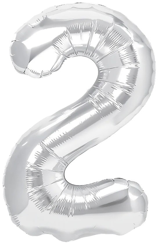 balon foliowy srebrna cyferka 2