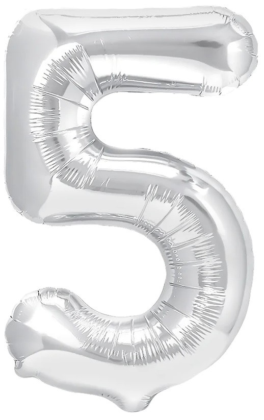 balon foliowy srebrna cyferka 5