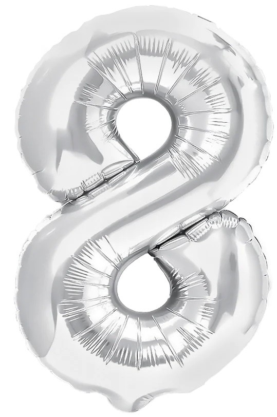 balon foliowy srebrna cyferka 8