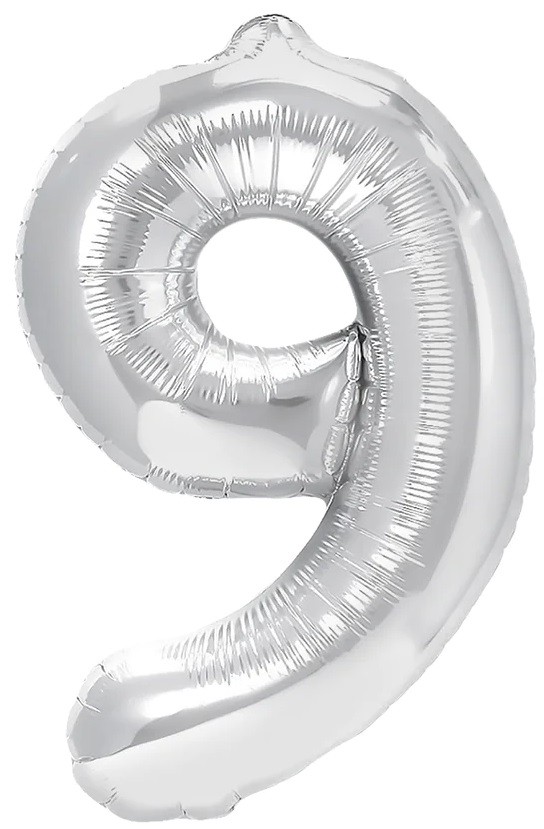 balon foliowy srebrna cyferka 9