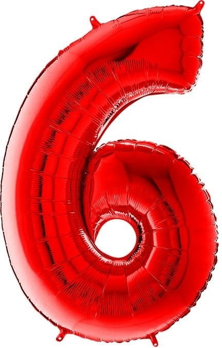 balon czerwona cyfra 6
