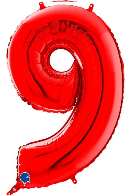 balon czerwona cyfra 9