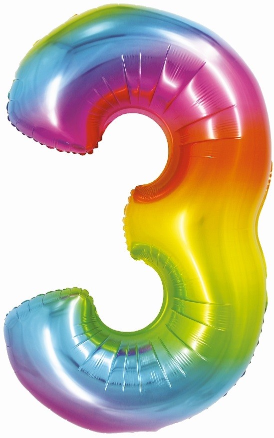 balon tęczowy cyfra 3
