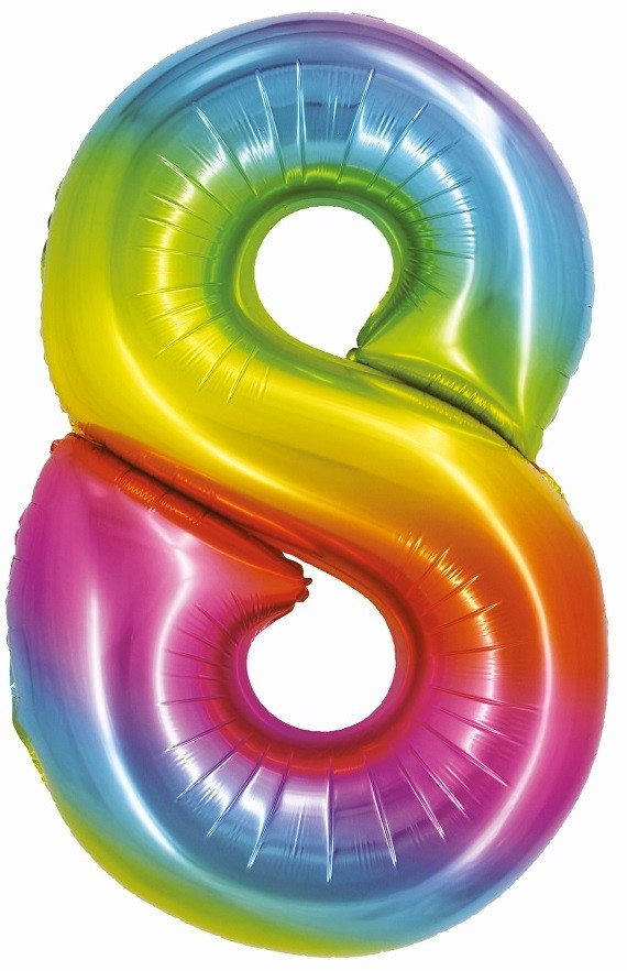 balon tęczowy cyfra 8