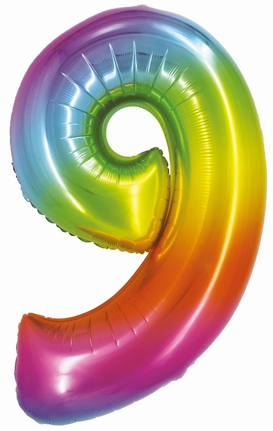 balon tęczowy cyfra 9