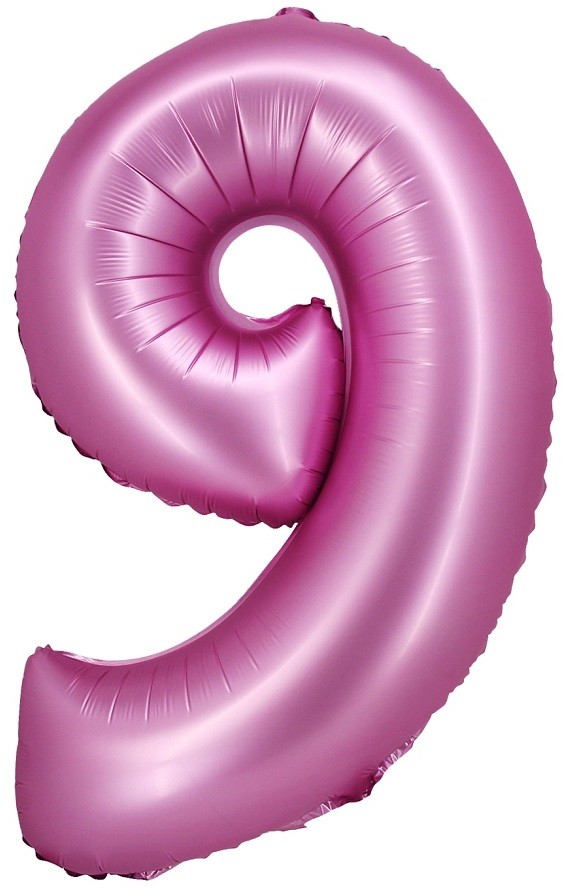balon różowy satynowy cyfra 9