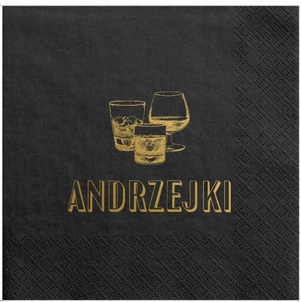 Serwetki na Andrzejki Bal Andrzejkowy 20 sztuk czarne papierowe