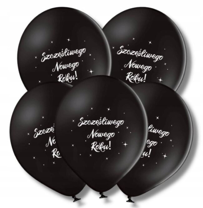 balony czarne szczęśliwego nowego rok