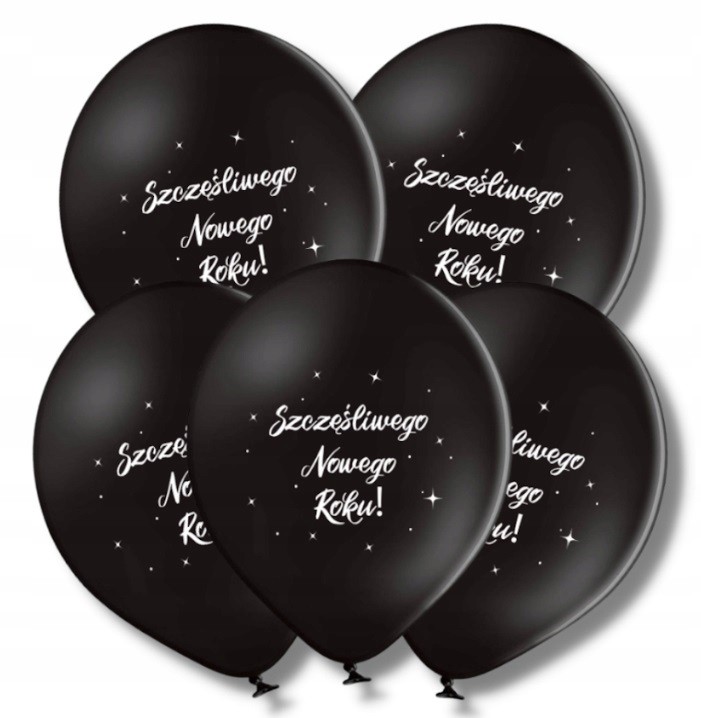 balony czarne szczęśliwego nowego rok
