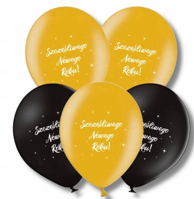 Balony mix Szczęśliwego Nowego Roku 5 sztuk