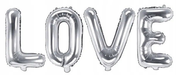 balon LOVE srebrny