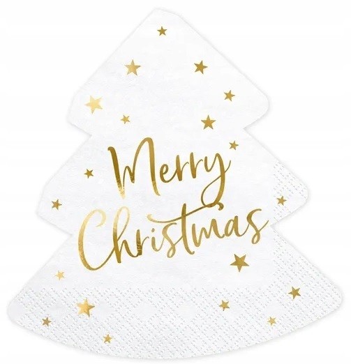 Serwetki białe CHOINKA Merry Christmas 20 sztuk