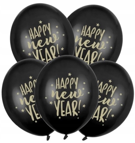 Balony czarne Happy New Year