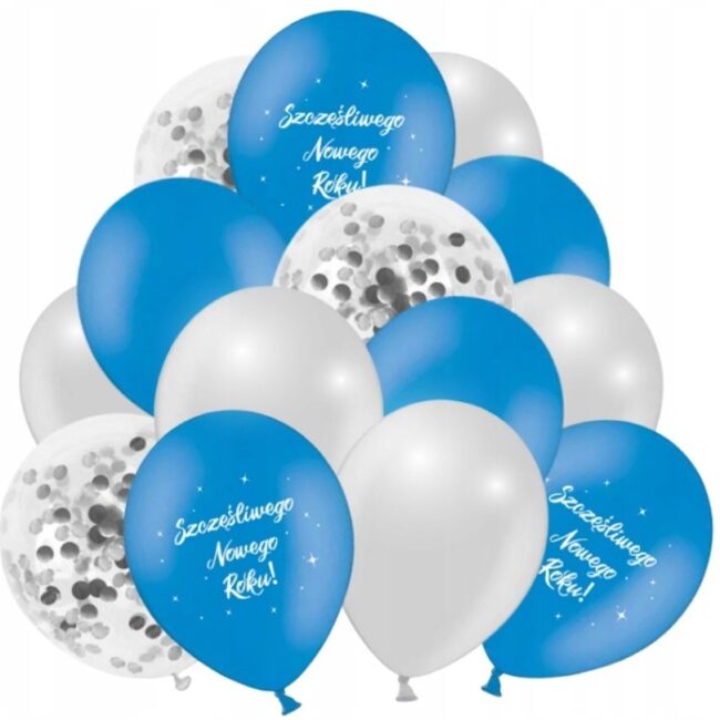 Balony srebrne i niebieskie