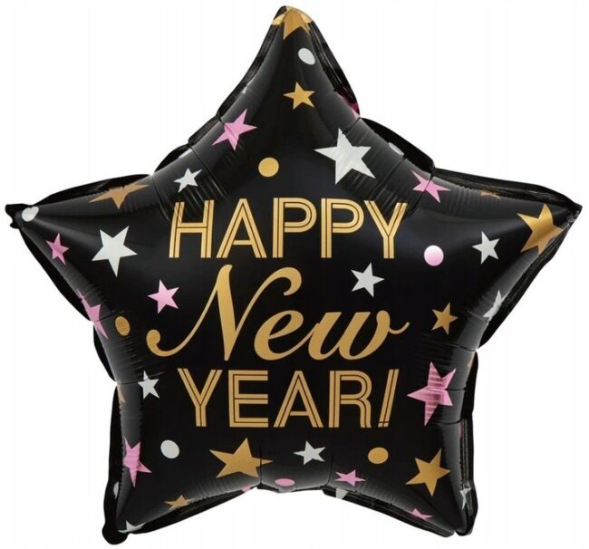 balon gwiazda happy new year