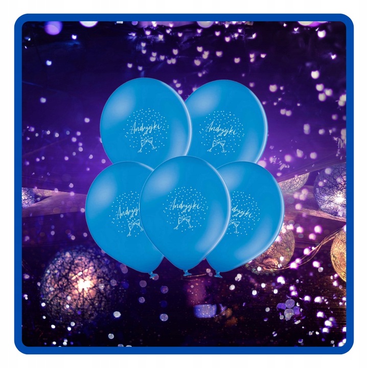 Balony niebieskie na Andrzejki Bal Andrzejkowy 5 sztuk - obrazek 2