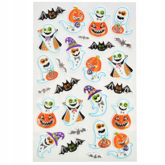 Metalizowane naklejki halloweenowe HALLOWEEN Mix wzorów Duszki HAL-222B