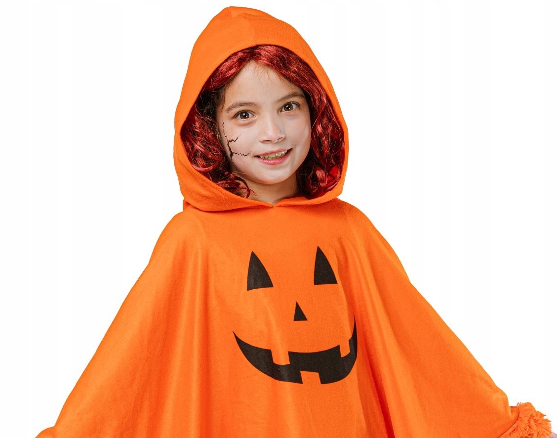 Strój dla dzieci na Halloween Dynia ponczo z kapturem one size HAL-175 - obrazek 2