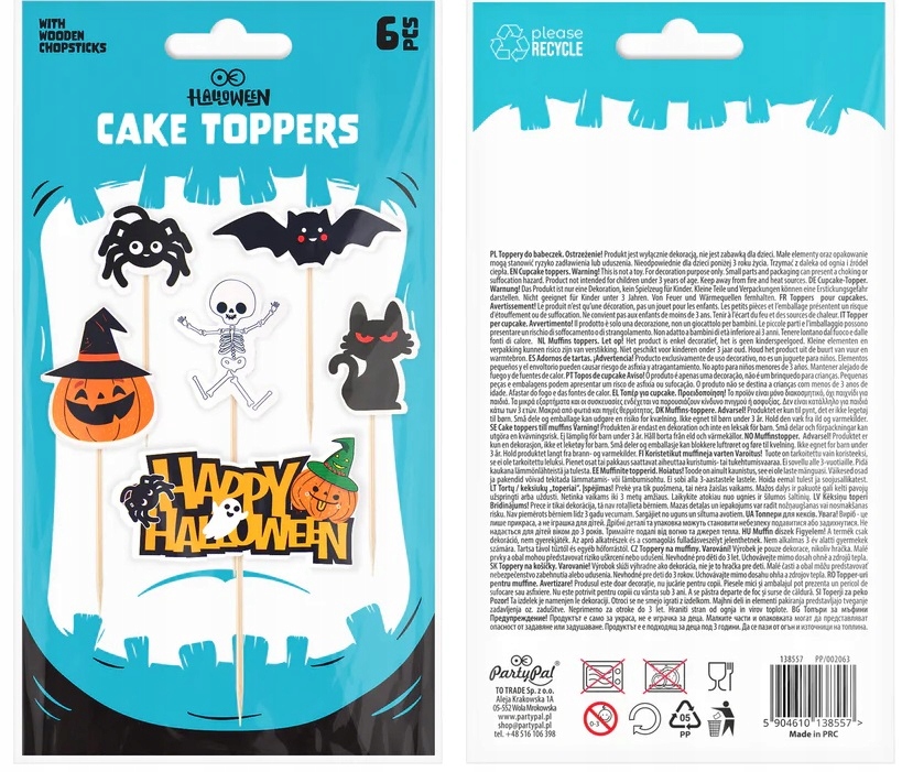Toppery na ciasto Happy Halloween 6 sztuk HAL-080 - obrazek 3