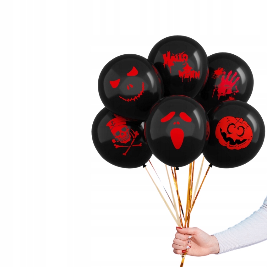 Balony lateksowe czarne na Halloween Mix 6 sztuk HAL-193 - obrazek 2