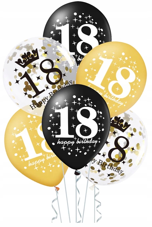18 Osiemnaste Urodziny Balony Zestaw 6 Sztuk