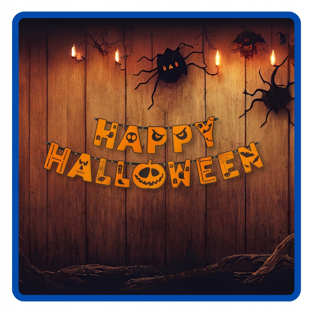Baner Girlanda pomarańczowa HAPPY HALLOWEEN 185 cm Dynia HAL-087 - obrazek 2
