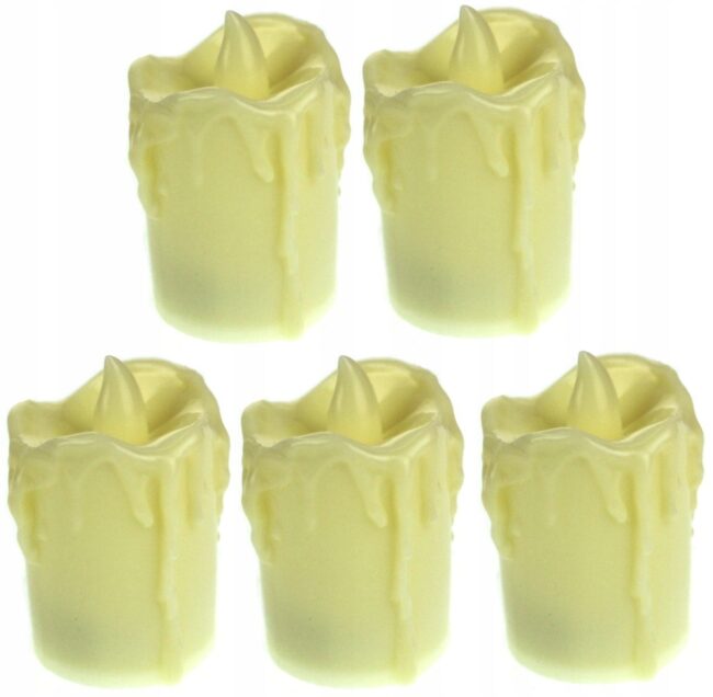 5x Świeczka LED na baterie 5,5x3,5 cm CIEPŁY BIAŁY Halloween Andrzejki