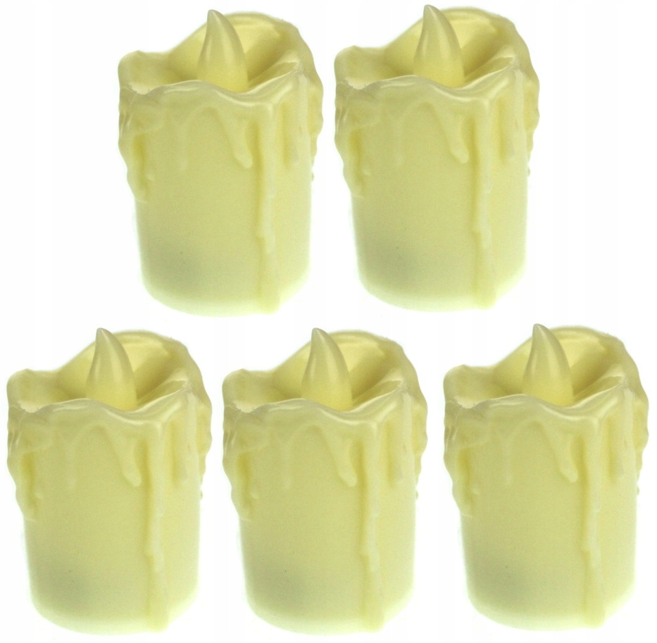 5x Świeczka LED na baterie 5,5x3,5 cm CIEPŁY BIAŁY Halloween Andrzejki