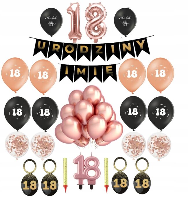 18 Osiemnaste Urodziny Balony Zestaw Mega XXL