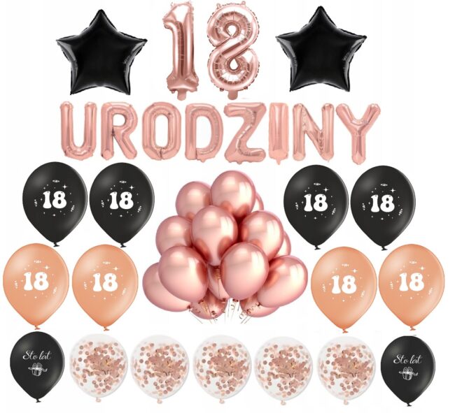 18 Osiemnaste Urodziny Balony Zestaw Dekoracje