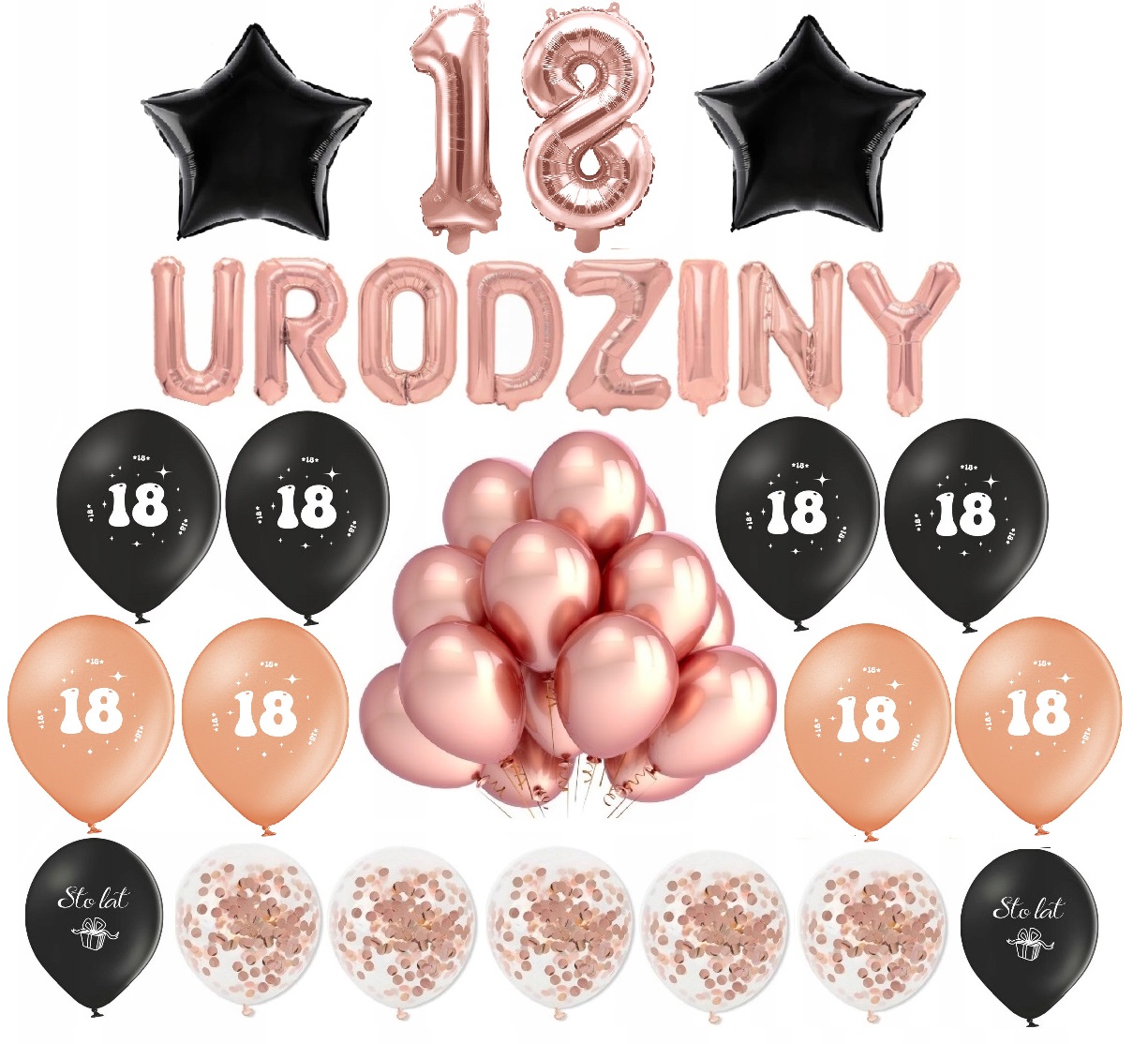 18 Osiemnaste Urodziny Balony Zestaw Dekoracje