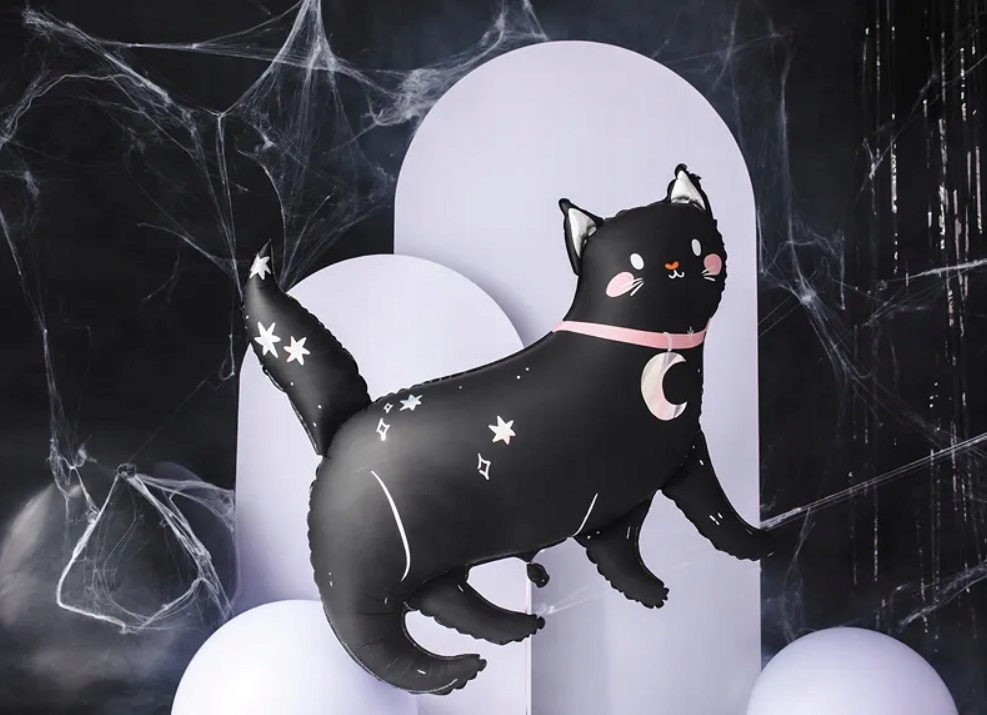 Balon foliowy Czarny Kot Kotek 96x95 cm Halloween Andrzejki HAL-119 - obrazek 2