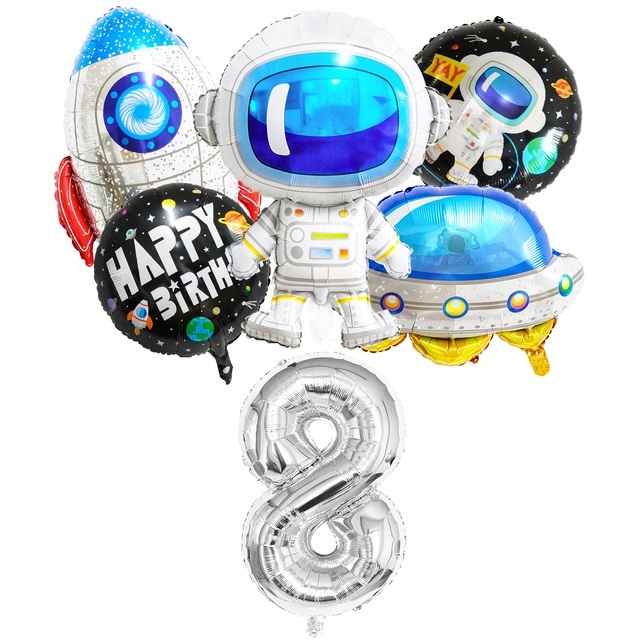 Zestaw Balony Kosmos Rakieta Astronauta 8 Urodziny