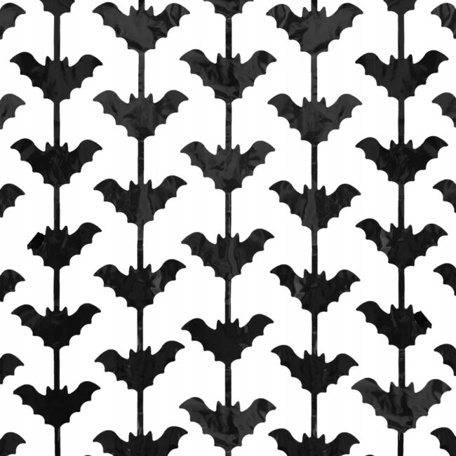 Kurtyna dekoracyjna czarna Nietoperze 100x200 cm Halloween HAL-185