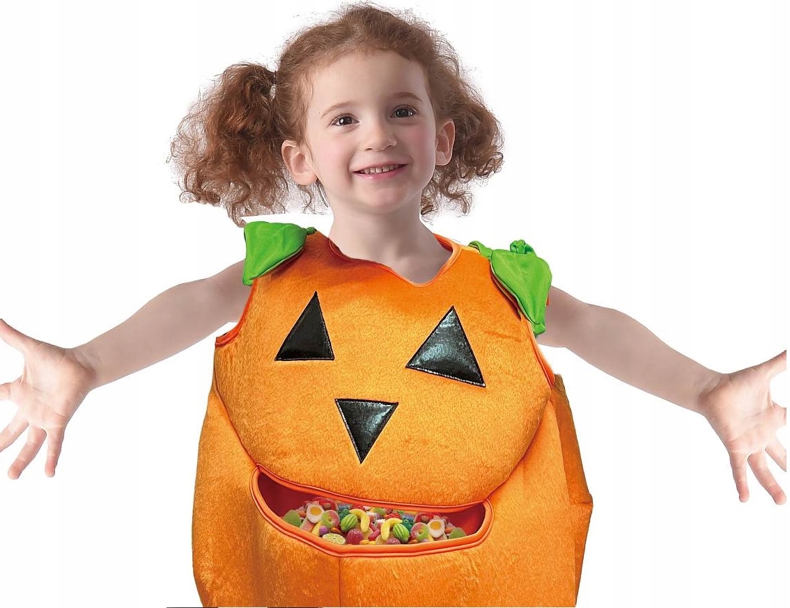 Strój dla dzieci Halloween Dynia z kieszenią na cukierki 92/104 cm HAL-174 - obrazek 2