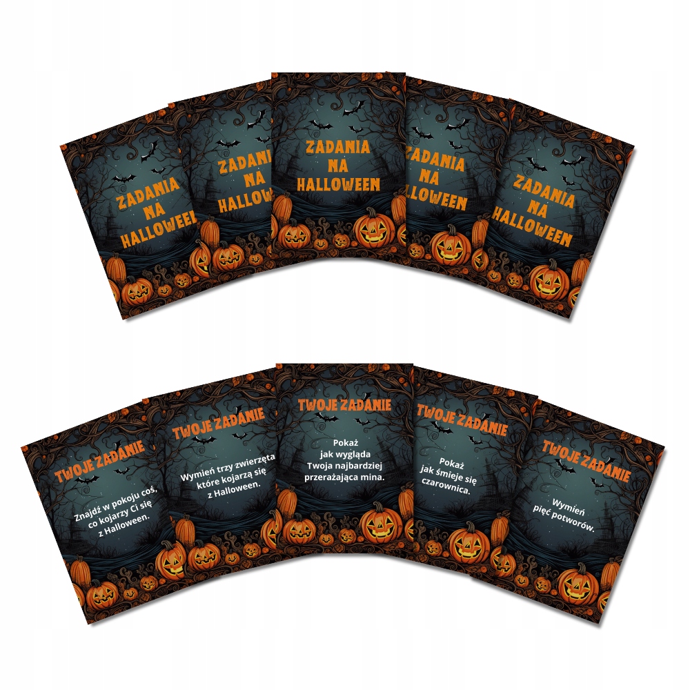 Karty zadań zadania na HALLOWEEN 20 kart z pytaniami dla dzieci HAL-160 - obrazek 2