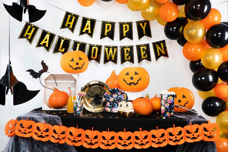 Balony lateksowe pomarańczowe ŚWIECĄCA DYNIA LED Halloween 3 sztuki HAL-147 - obrazek 4